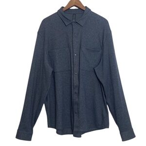 Lululemon Soft Knit Overshirt Mens XXL Heathered Blue Long Sleeve Collar Pocket